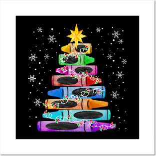 Christmas Crayon Tree Light Posters and Art